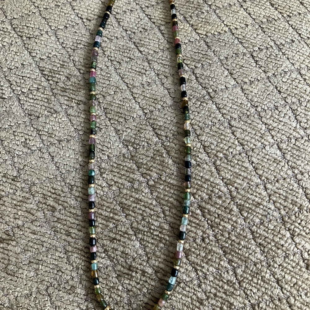 Tourmaline And Gold Beaded Necklace